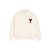 Pull col rond laine mérinos écru ami de cœur rouge