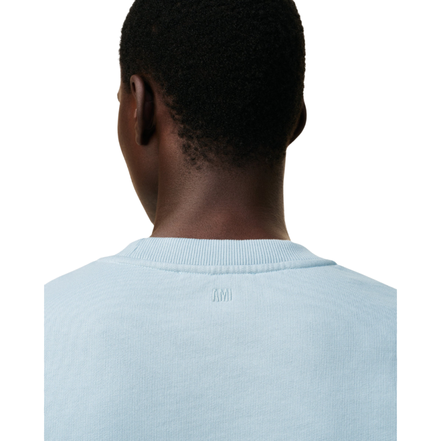Sweatshirt AMI Paris col rond coton bleu ciel Ami de cœur noir
