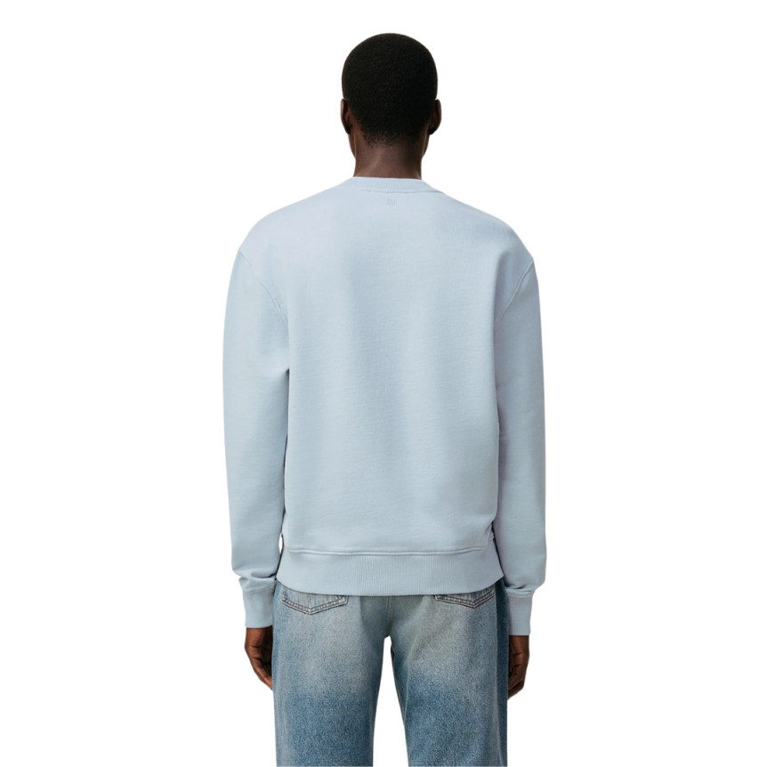 Sweatshirt AMI Paris col rond coton bleu ciel Ami de cœur noir