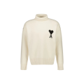 Pull col cheminée laine mérinos écru ami de cœur noir