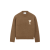 Pull col rond laine alpaga noisette cœur blanc