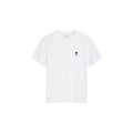 T-shirt col rond jersey coton bio blanc cœur rouge