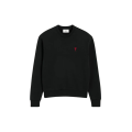Sweatshirt col rond molleton coton bio non gratté noir logo cœur rouge