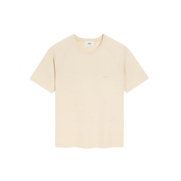 T-shirt AMI Paris jersey coton crème cœur ton sur ton