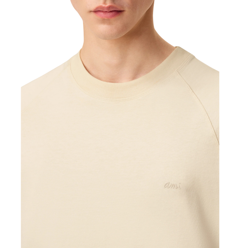 T-shirt AMI Paris jersey coton crème cœur ton sur ton