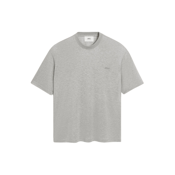 T-shirt AMI Paris jersey mercerisé coton soie gris clair ami ton sur ton