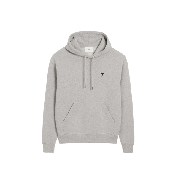 Sweatshirt à capuche Hoodie Ami de Coeur molleton coton non gratté gris clair cœur noir