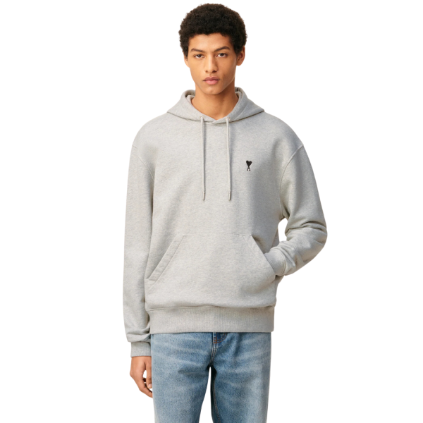 Sweatshirt à capuche Hoodie Ami de Coeur molleton coton non gratté gris clair cœur noir