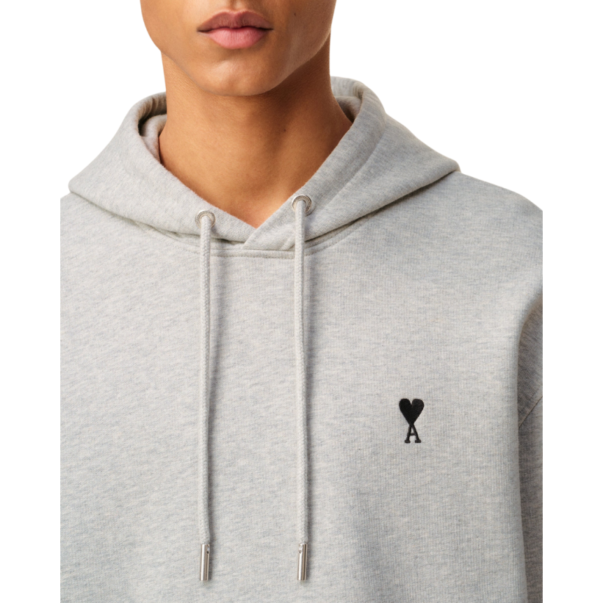 Sweatshirt à capuche Hoodie Ami de Coeur molleton coton non gratté gris clair cœur noir