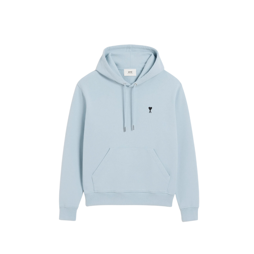 Sweatshirt à capuche Hoodie Ami de Coeur molleton coton non gratté bleu ciel cœur noir