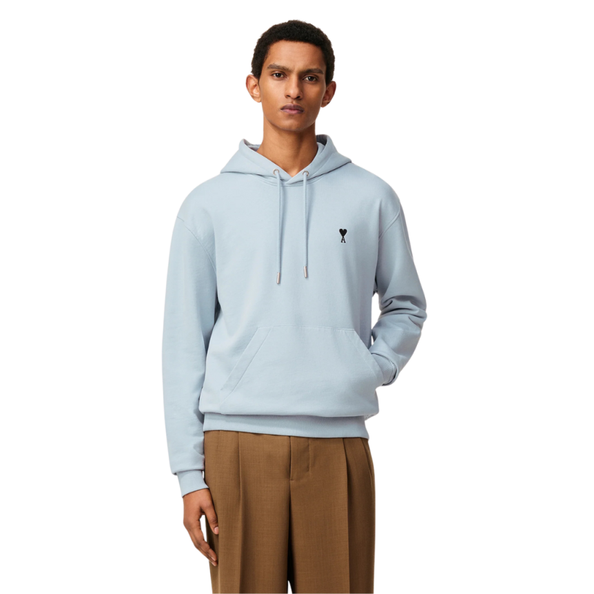Sweatshirt à capuche Hoodie Ami de Coeur molleton coton non gratté bleu ciel cœur noir