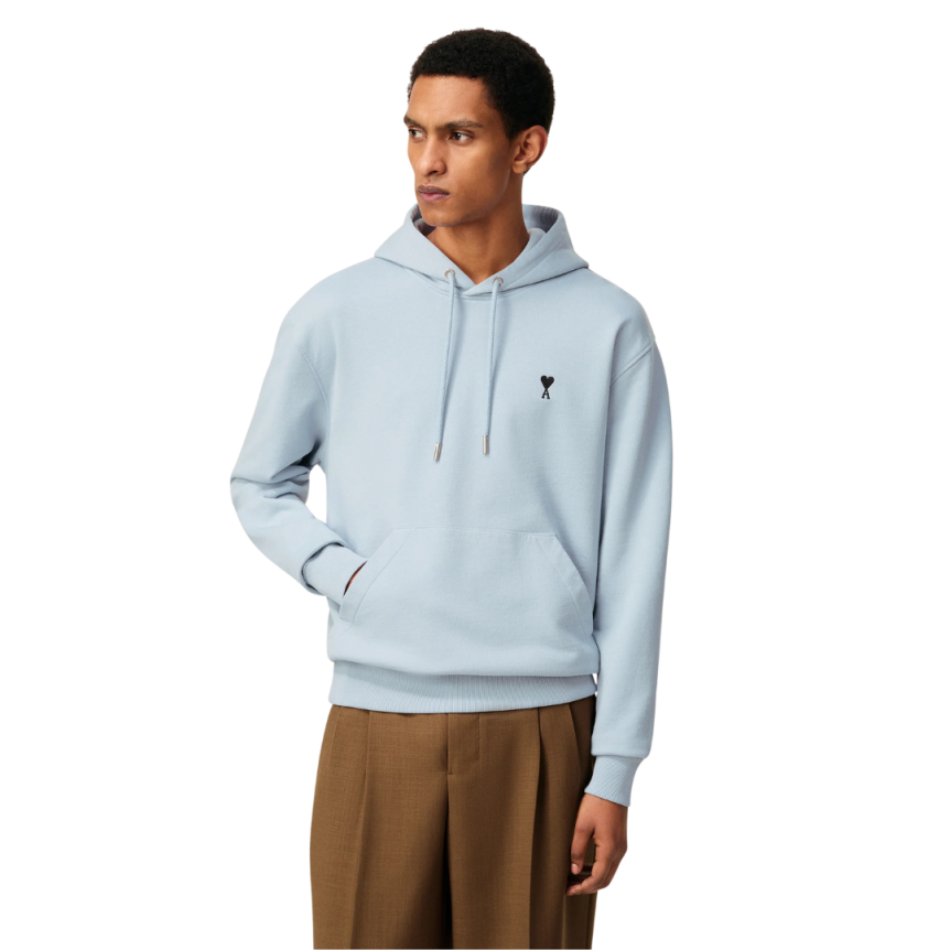 Sweatshirt à capuche Hoodie Ami de Coeur molleton coton non gratté bleu ciel cœur noir