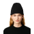 Bonnet maille laine mérinos feutrée noir broderie cœur noir