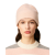 Bonnet maille laine alpaga rose saumon cœur blanc