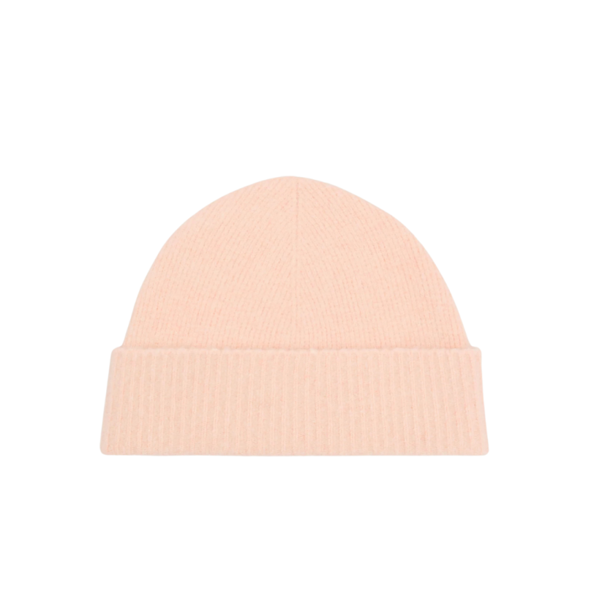 Bonnet AMI Paris maille laine alpaga rose cœur blanc