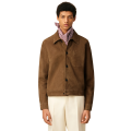 Veste boutonnée cuir suède chèvre marron cœur poitrine