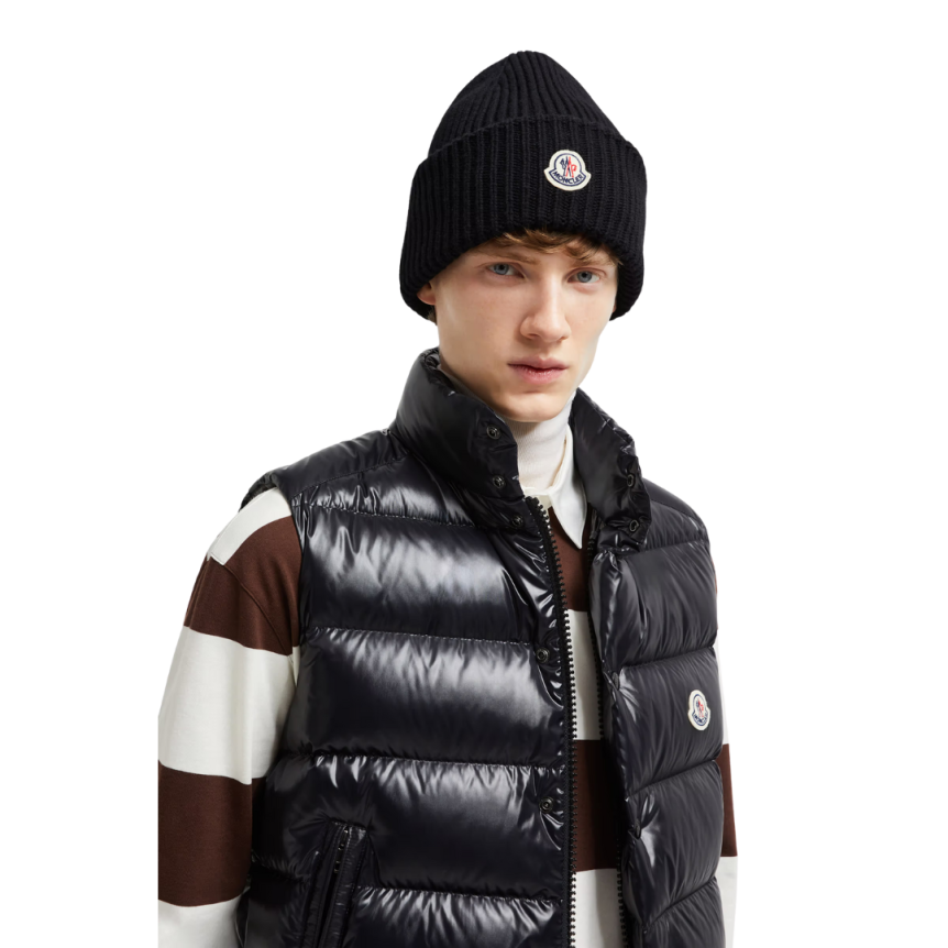 Bonnet MONCLER maille laine cachemire noir