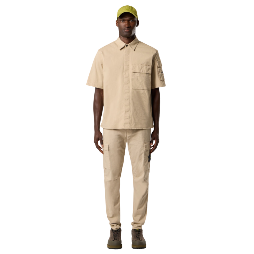 Pantalon cargo fuselé STONE ISLAND coton beige poches zippées