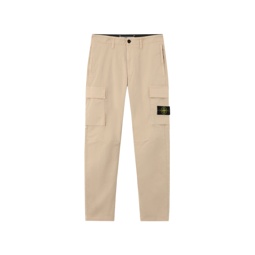 Pantalon cargo fuselé STONE ISLAND coton beige poches zippées