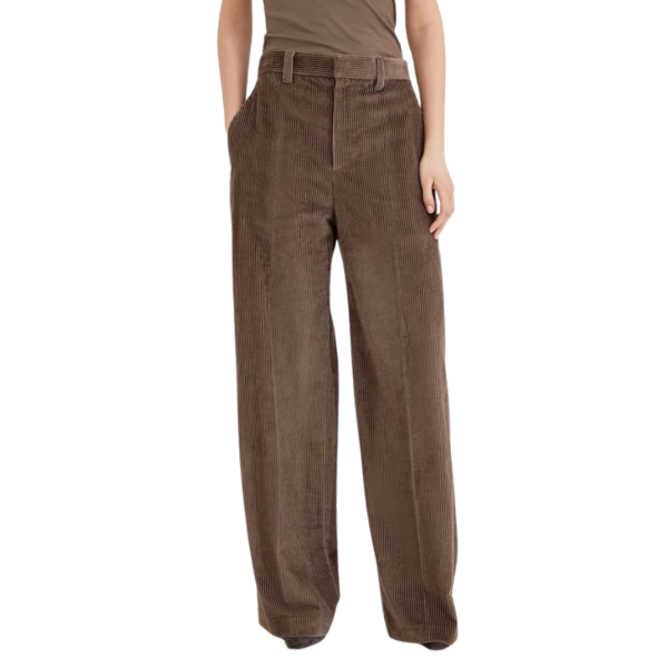 Pantalon large BRUNELLO CUCINELLI coton velours côtelé marron