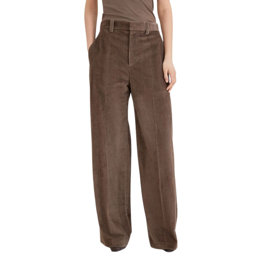 Pantalon large BRUNELLO CUCINELLI coton velours côtelé marron