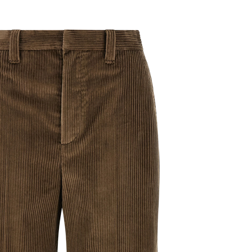 Pantalon large BRUNELLO CUCINELLI coton velours côtelé marron