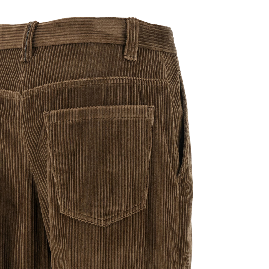 Pantalon large BRUNELLO CUCINELLI coton velours côtelé marron
