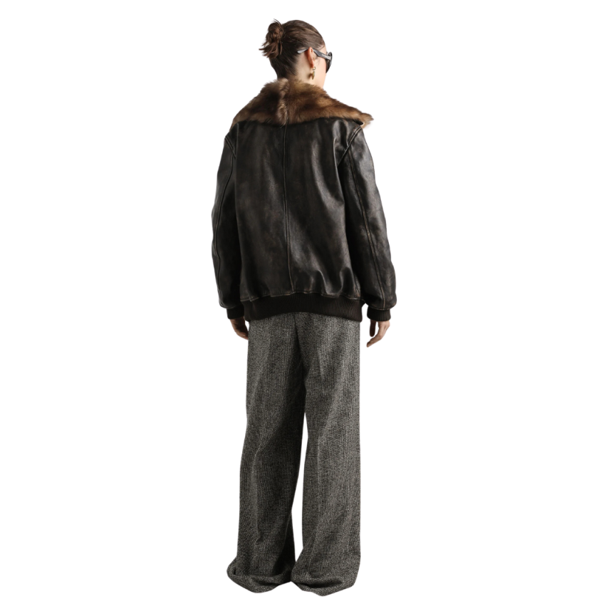 Pantalon laine mélangée DOLCE & GABBANA imprimé pois noir blanc