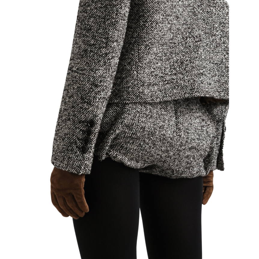 DOLCE & GABBANA Veste courte laine mélangée pois noir blanc