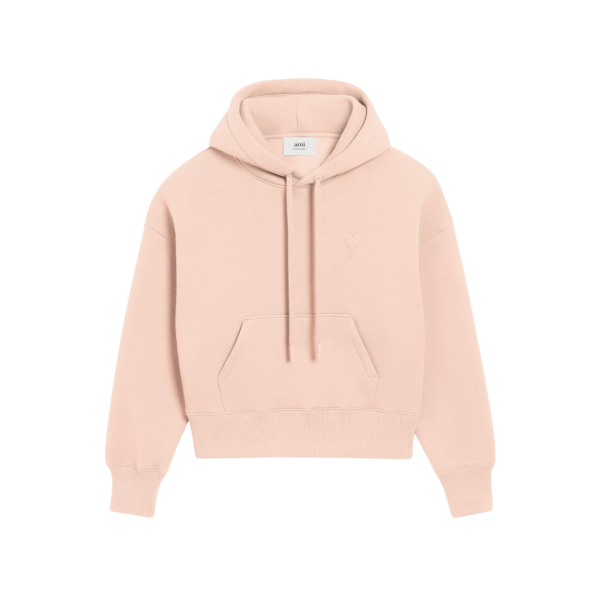 Sweatshirt à capuche Ami de Coeur molleton gratté coton polyester rose saumon