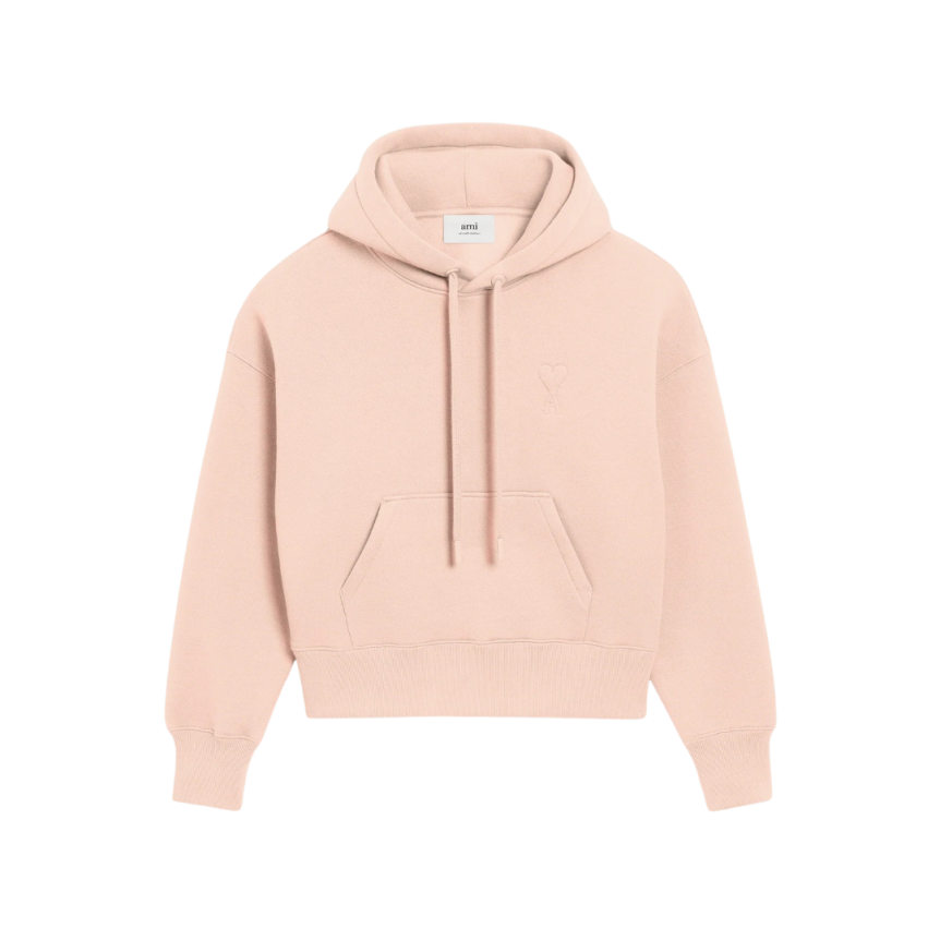 Sweatshirt à capuche Ami de Coeur molleton gratté coton polyester rose saumon