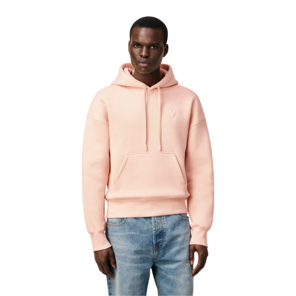 Sweatshirt à capuche Ami de Coeur molleton gratté coton polyester rose saumon