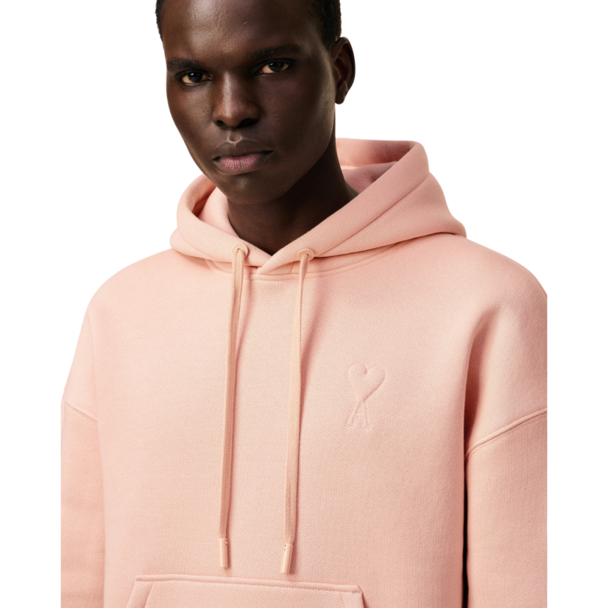 Sweatshirt à capuche Ami de Coeur molleton gratté coton polyester rose saumon