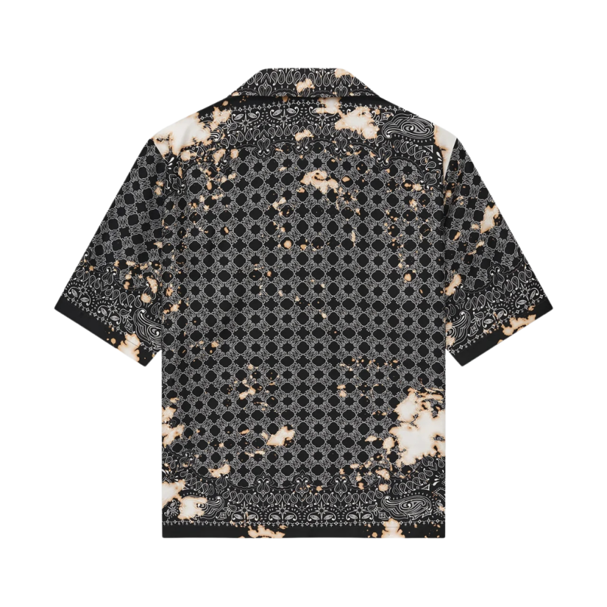 Chemise bowling AMIRI soie noire motif bandana bleach
