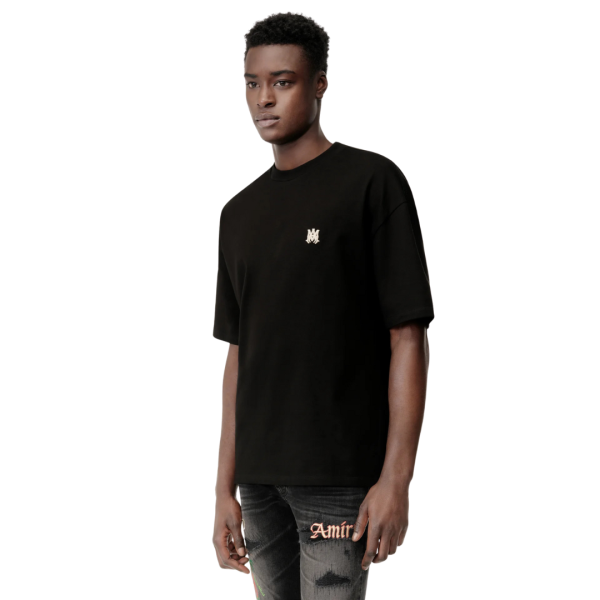 T-shirt col rond AMIRI coton noir broderie MA Skater Blanc