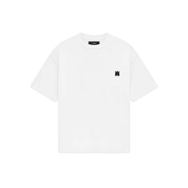 T-shirt col rond AMIRI coton blanc broderie MA Skater noir