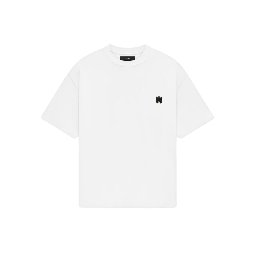 T-shirt col rond AMIRI coton blanc broderie MA Skater noir