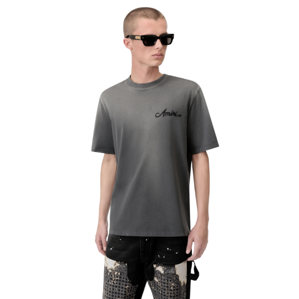 T-shirt col rond AMIRI coton jersey noir délavé motif Bleach Bandana dos