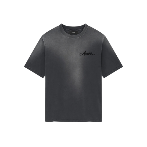 T-shirt col rond AMIRI coton jersey noir délavé motif Bleach Bandana dos