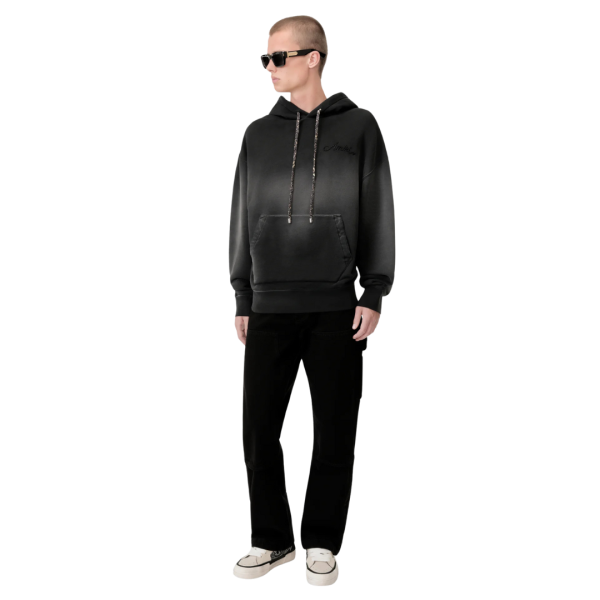 Sweat-shirt à capuche AMIRI coton noir délavé motif Bandana Bleach dos