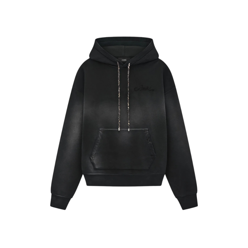 Sweat-shirt à capuche AMIRI coton noir délavé motif Bandana Bleach dos