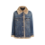 Blouson en jean col boutons denim coton bleu fourrure beige