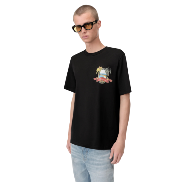 T-shirt AMIRI Paradise col rond coton noir imprimé palmier