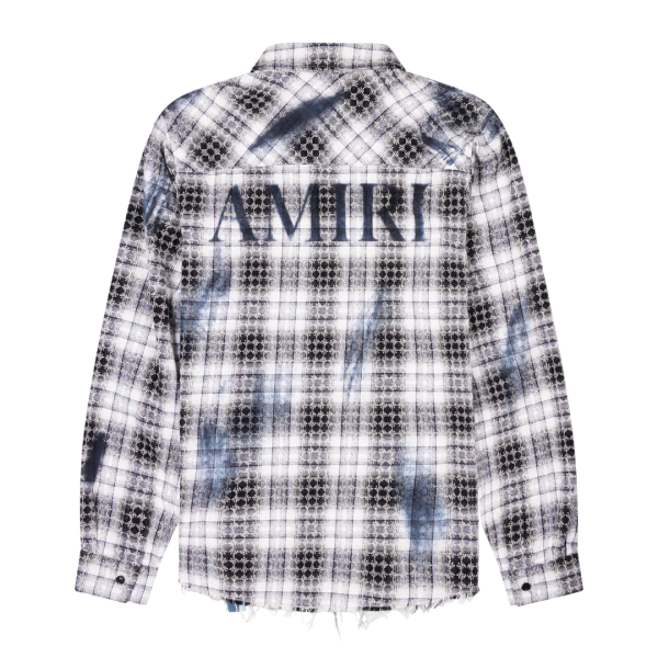 Chemise AMIRI MA Quad Bleach coton flanelle carreaux noir gris