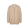 Cardigan à boutons oversize col V cachemire laine chiné beige