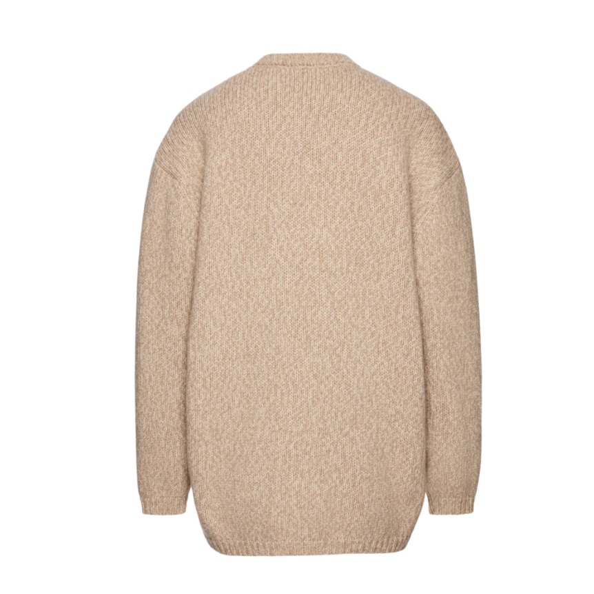 Cardigan à boutons oversize MAGDA BUTRYM col V cachemire laine chiné beige