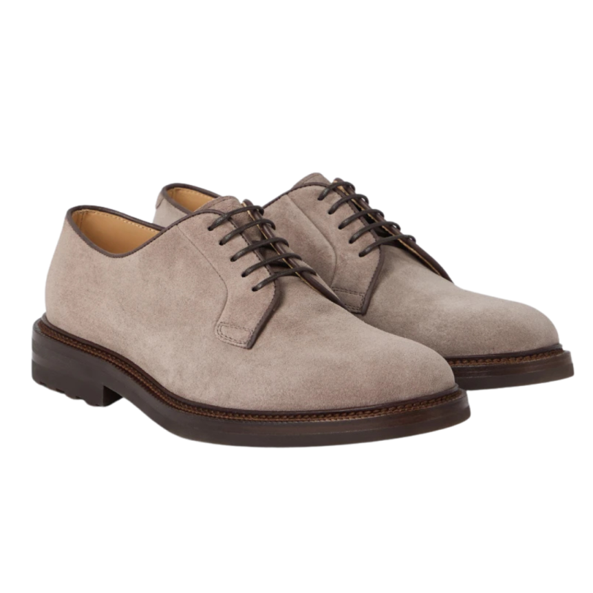 Derbies à lacets BRUNELLO CUCINELLI cuir veau daim marron clair