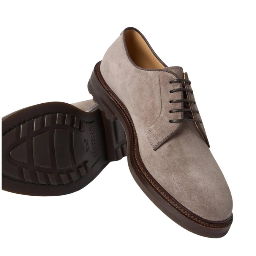 Derbies à lacets BRUNELLO CUCINELLI cuir veau daim marron clair