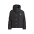 Doudoune zippée à capuche nylon gris anthracite plaque logo métal