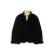 Veste boutonnée col montant laine vierge noir volant écru